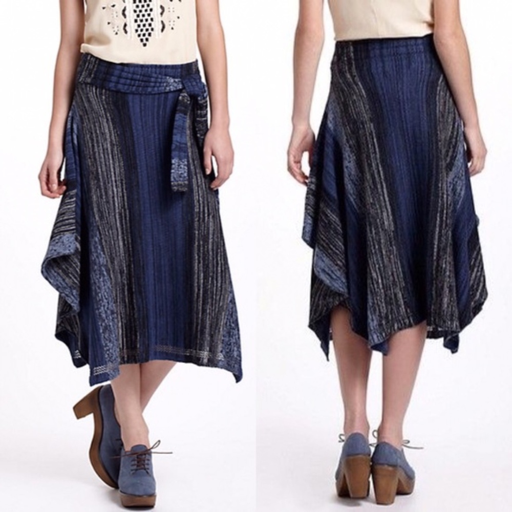 Anthropologie Sparrow Indigo Striations Sweater Skirt